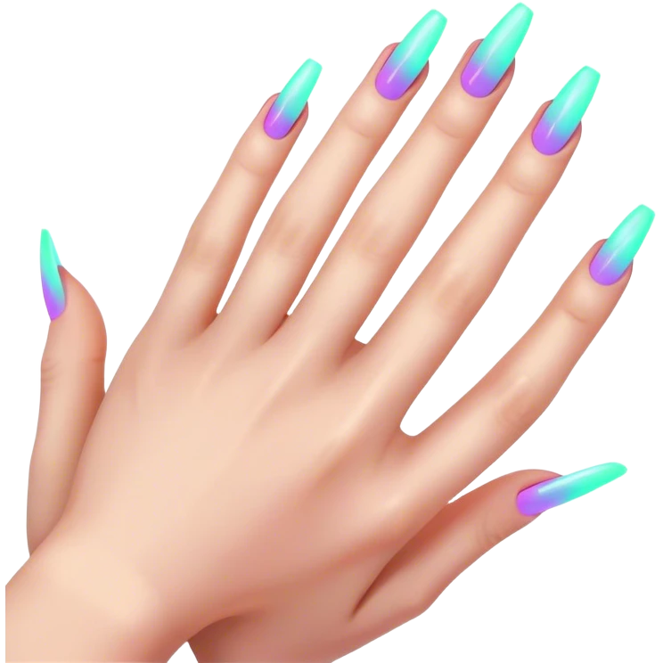 cyberpunk style neon 
manicure with long nails shows fak emoji