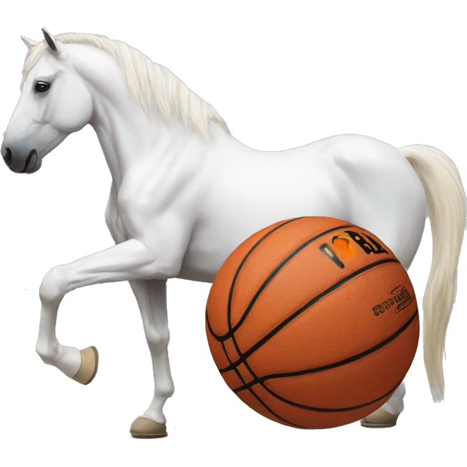white horse with basketball next to its head emoji