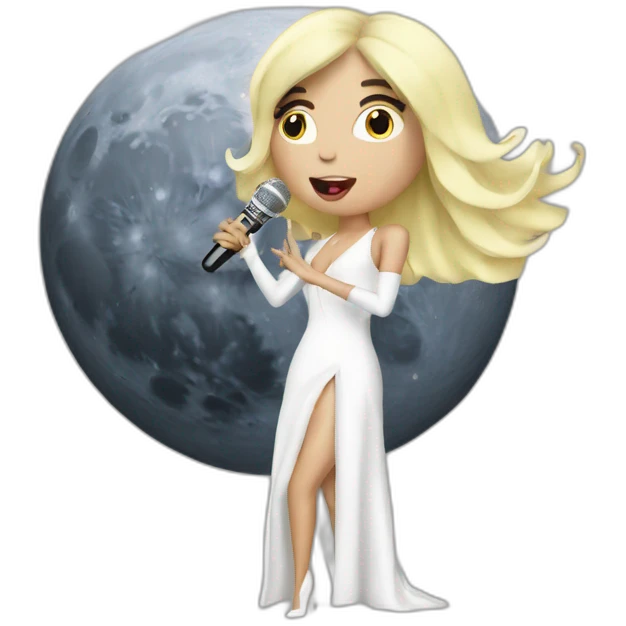 LadyGaga singing on the moon emoji