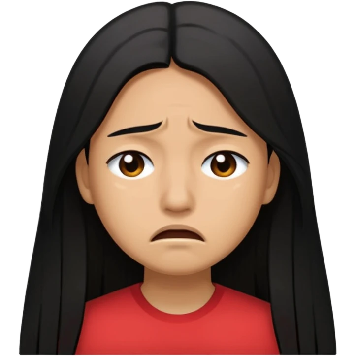 light brown skin tand straight, long black hair past mid back. Upset and crying  emoji