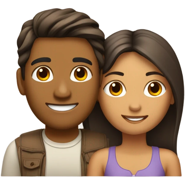 Pareja besándose chica morena y chico castaño claro emoji