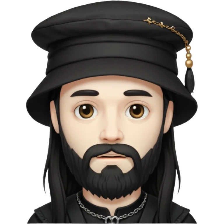 long haired bearded gothic man with hat emoji
