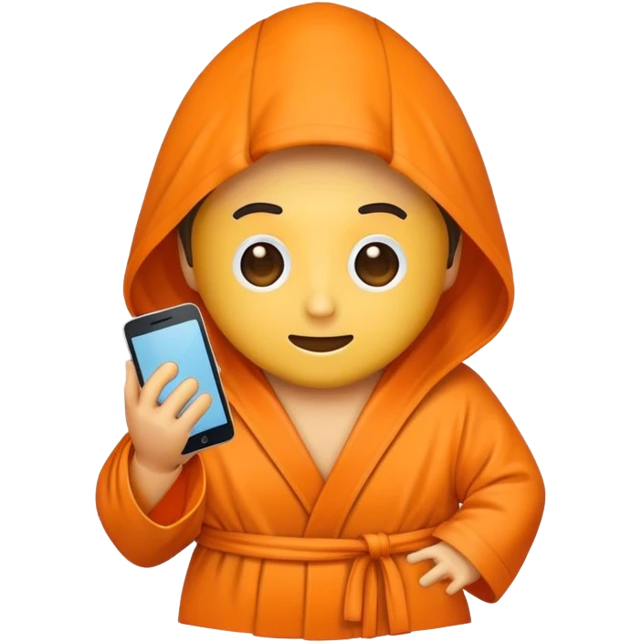 a mobile Phone in a orange robe emoji