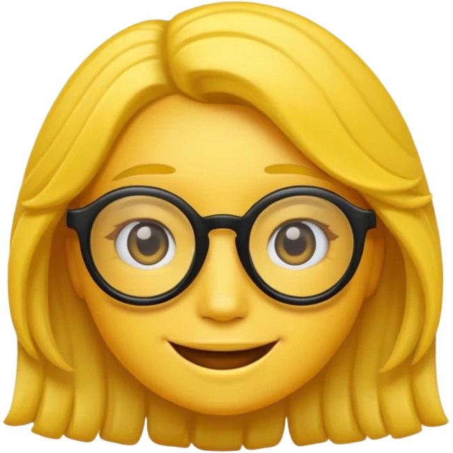 Realiza un emoticon amarillo sonriente, con lentes oscuros y cabello rizado negro emoji