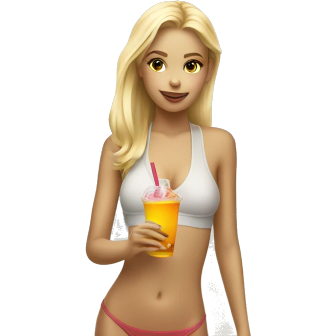 Girl on beach blonde drink emoji