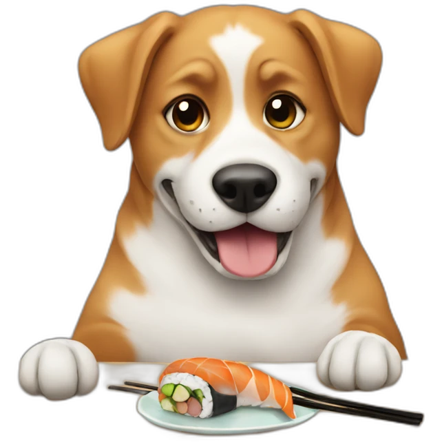 Dog eating sushi emoji