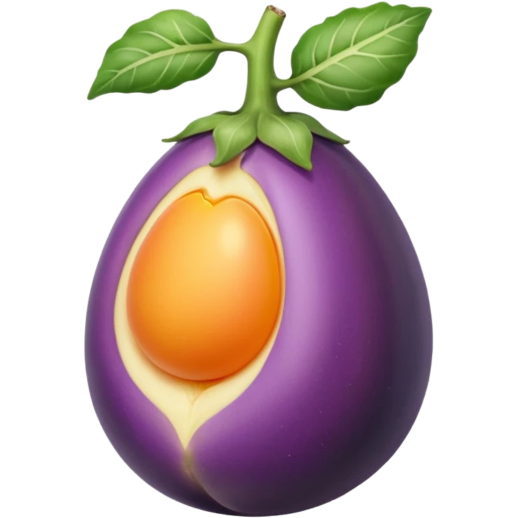 Egg plant sticking inside peach emoji