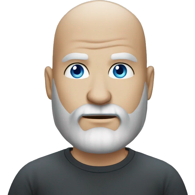 Bald guy with blue eyes and dark beard and a heavy metal t-shirt emoji