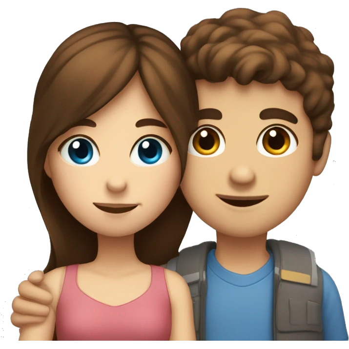 A Girl with brown hair and Blue eyes Kissing a Boy with brown hair and brown eyes  emoji
