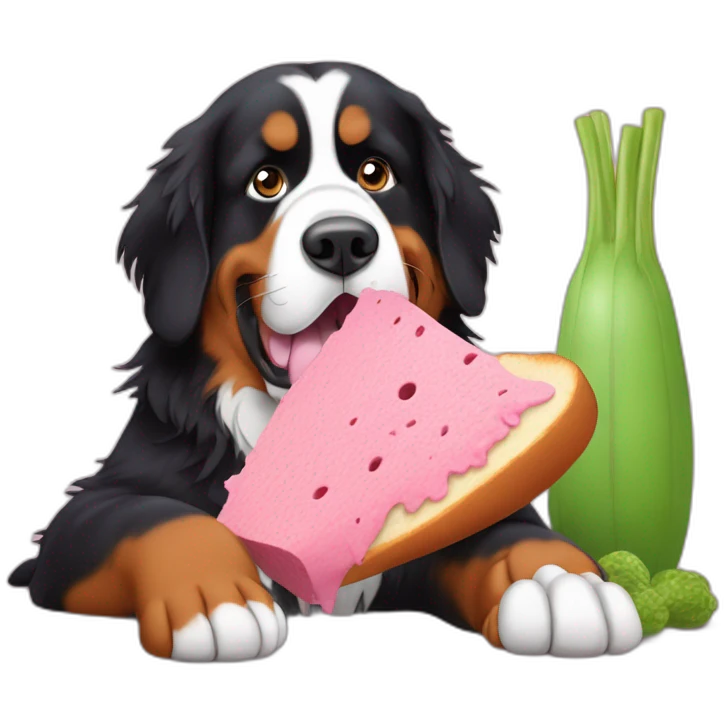bernese mountain dog eating barbapapa emoji