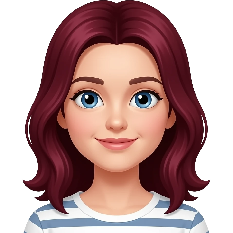 Girl with dark red hair and blue eyes emoji