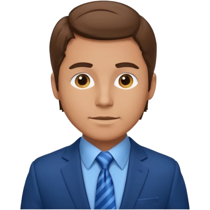 adult white man with brown hair in blue elegant suit emoji
