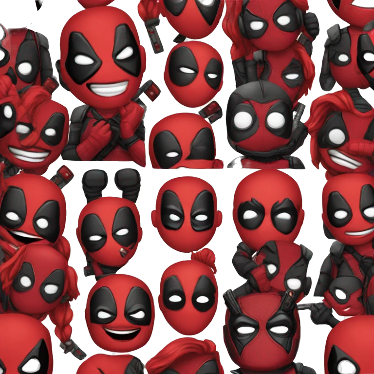 Un héro en costume rouge et noir qui ressemble beaucoup à Deadpool  emoji