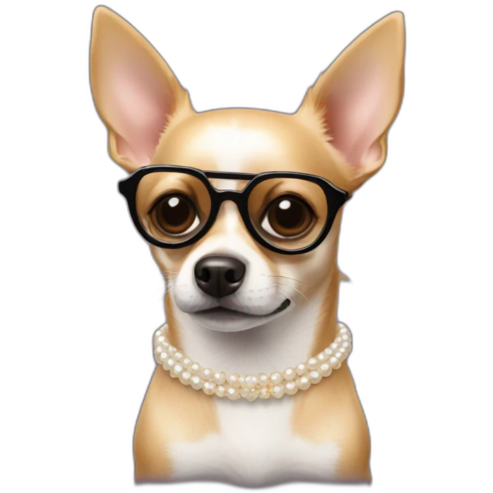 Chihuahua con gafas y collar de perlas emoji