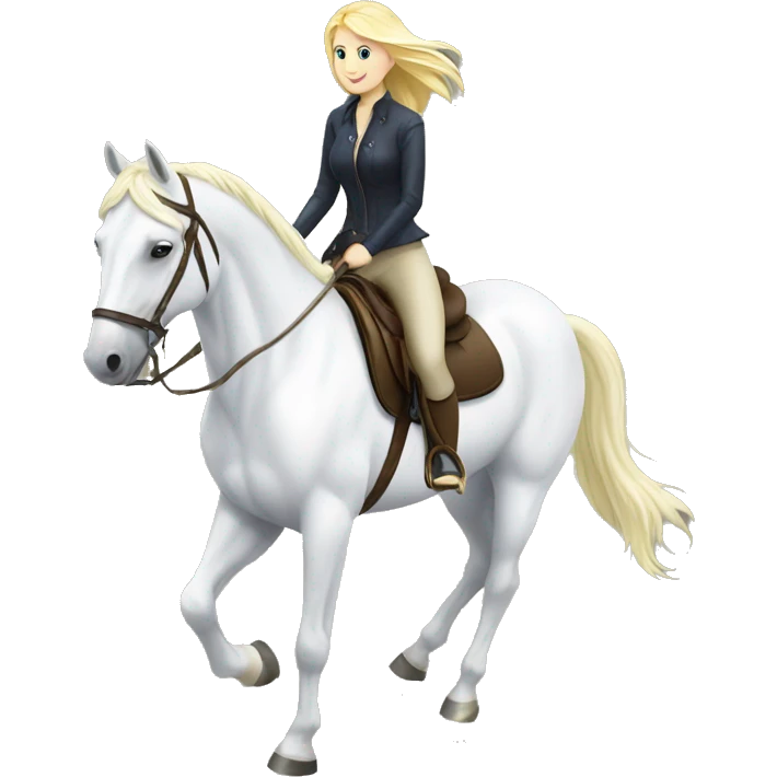 White horse riding for blonde girl  emoji