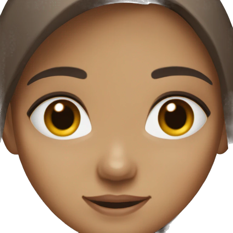 A dark brown hair girl with light skin and brown eyes smiling emoji