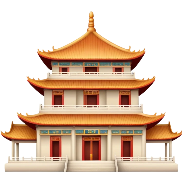 Chinese temple building, soft natural colors, standard emoji appearance emoji