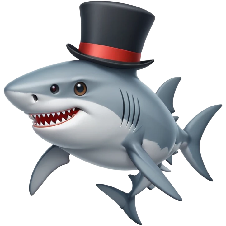 Shark with a top hat emoji