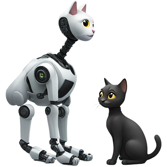 Cat with AI robot emoji