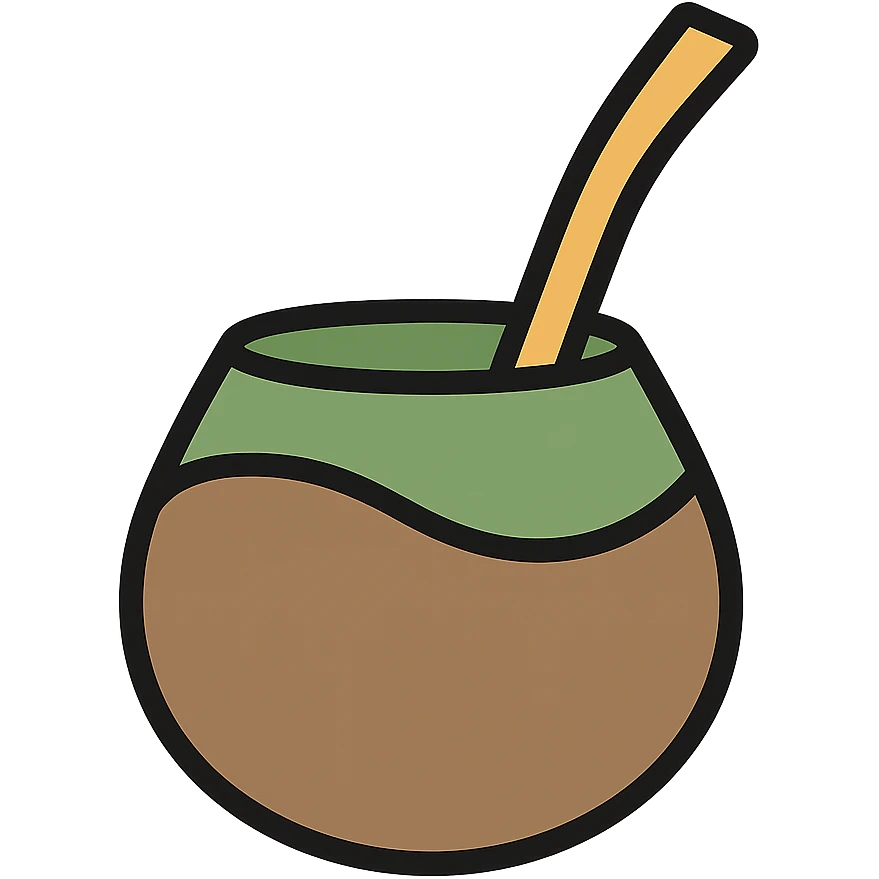 a stylized mate gourd and bombilla, minimal design, green and brown palette emoji