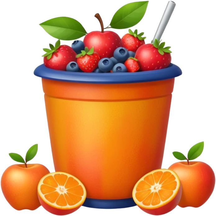 Fruit cup of apples, mandarin oranges, blueberries, strawberries emoji