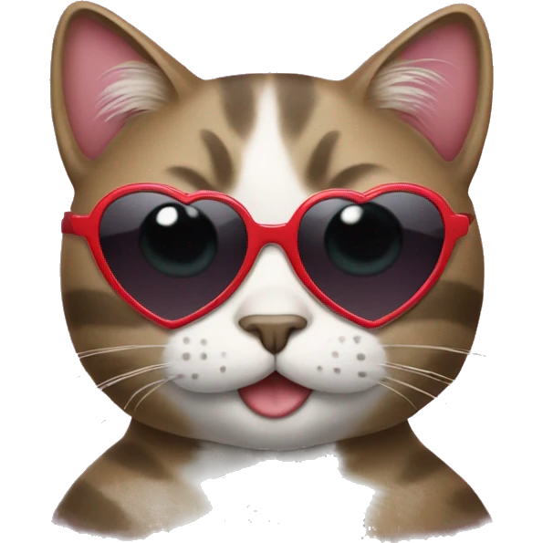 Cat with sunglasses holding a heart emoji