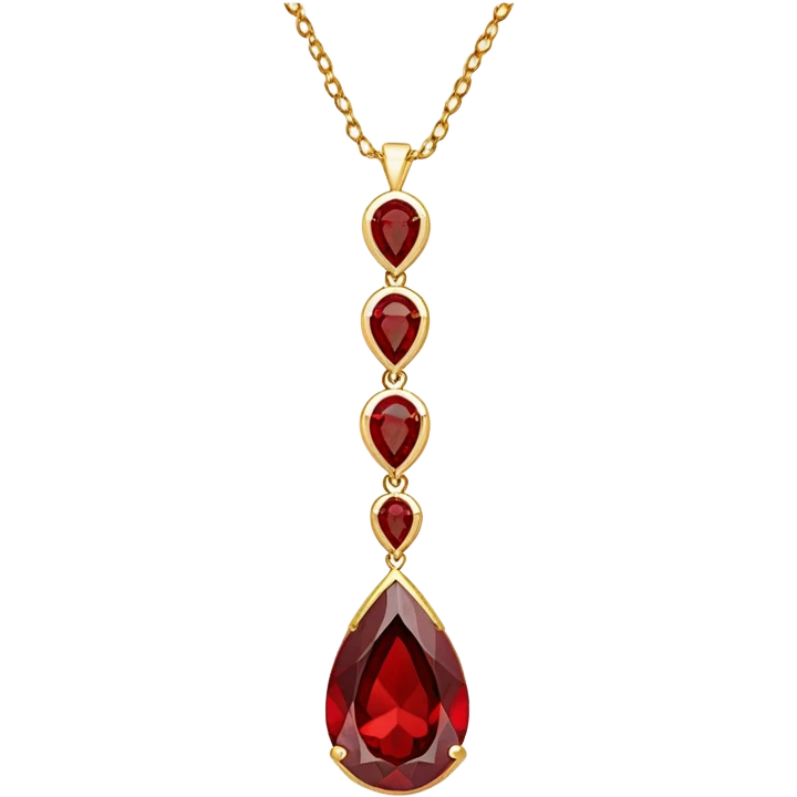red garnet pendant like a drop of enchanted starlight, suspended from a gold chain emoji