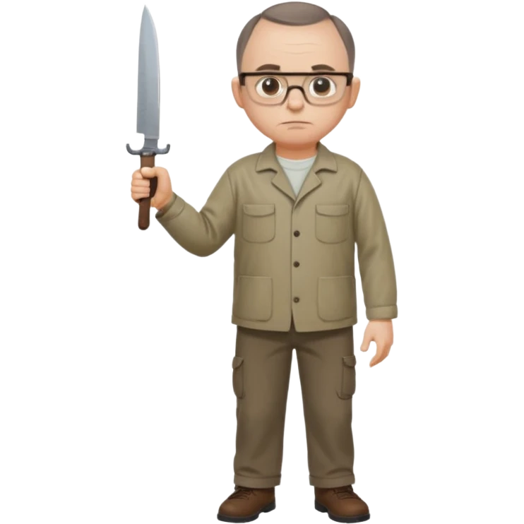 Carl from Sling Blade, standing, entire body visible, detailed face, 3/4 angle emoji