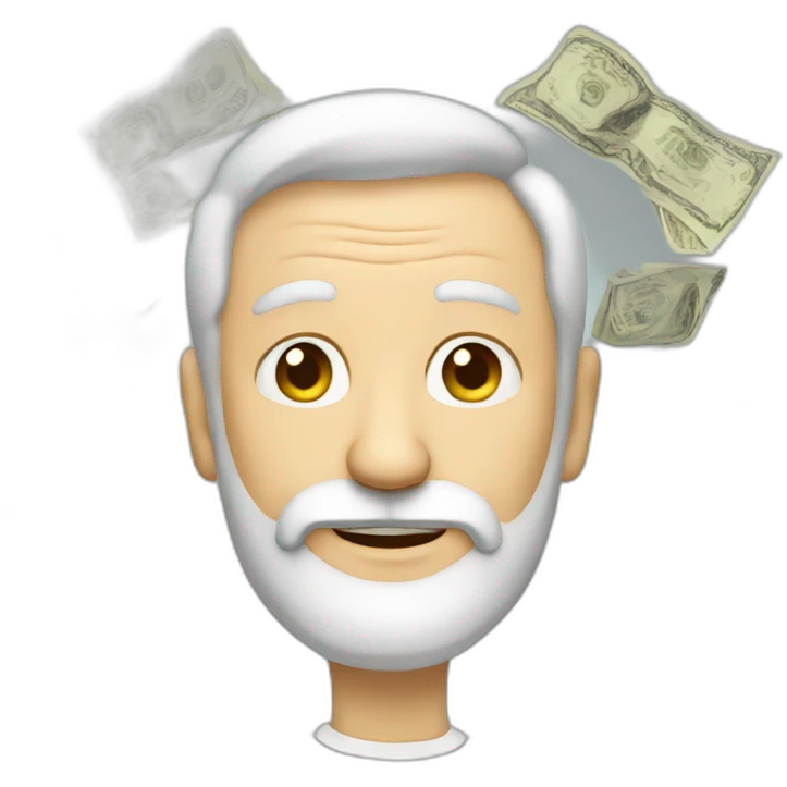 old white guy with beard and dollars emoji