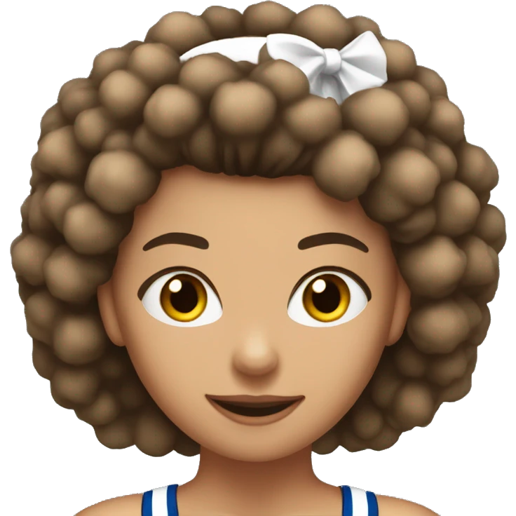 Tan brunette cheerleader with pom poms emoji
