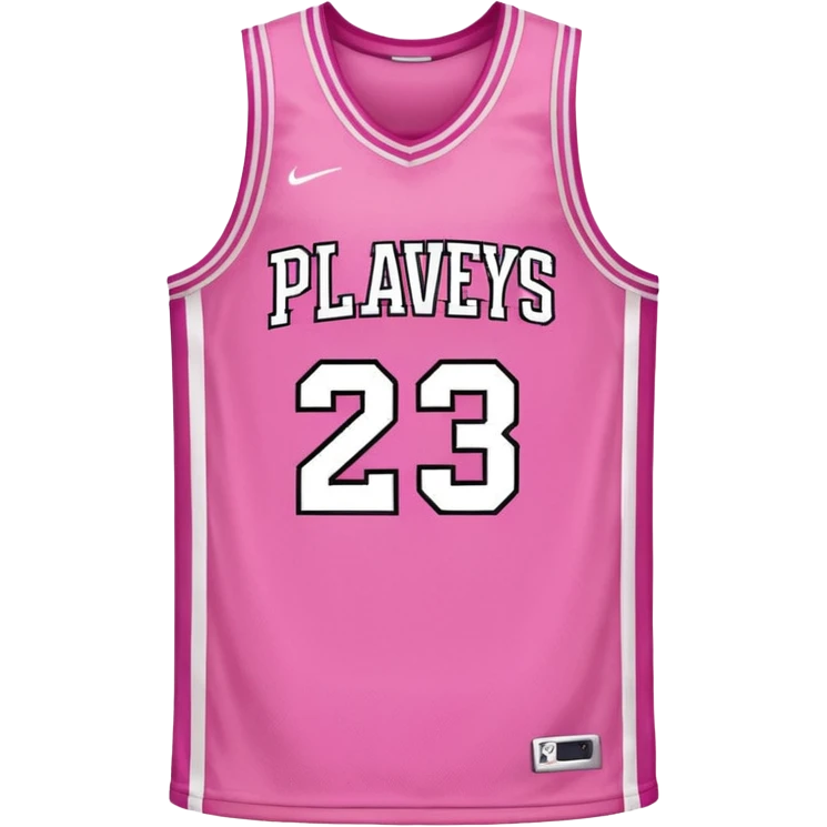 pink basketball jersey with the text PLAVLEYS 23 and white stripes emoji
