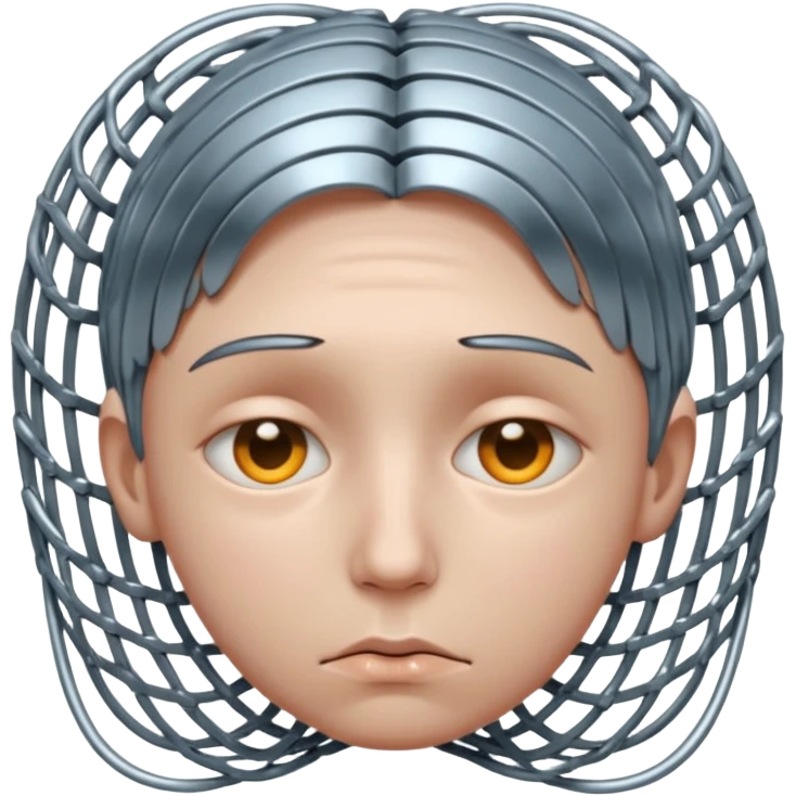 person trapped in algorism web with sad face emoji