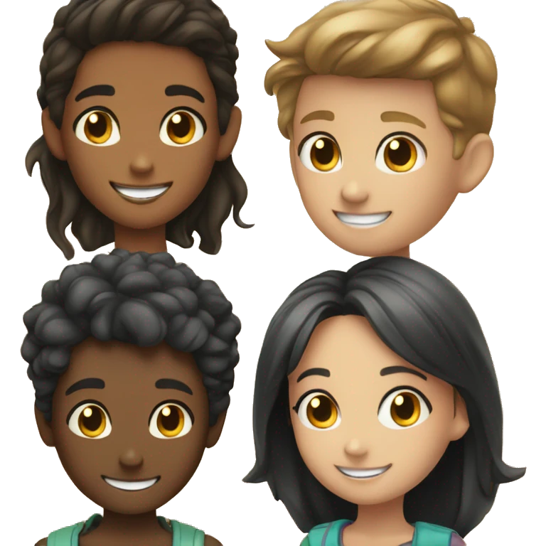 Boys and girls smiling at camera  emoji