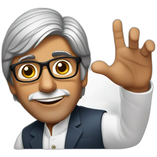 amitabh bachchan holding saying hello emoji
