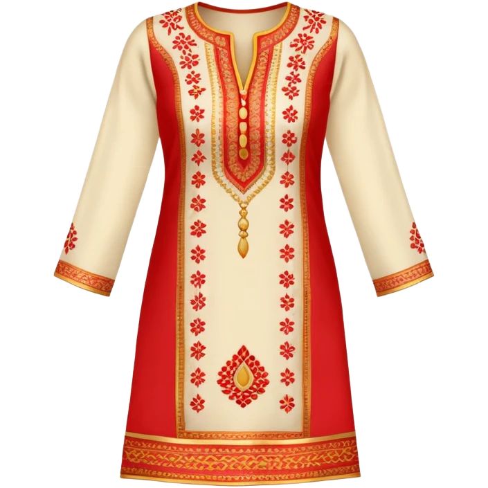Traditional embroidered women's kurti in red color with gold patterns emoji