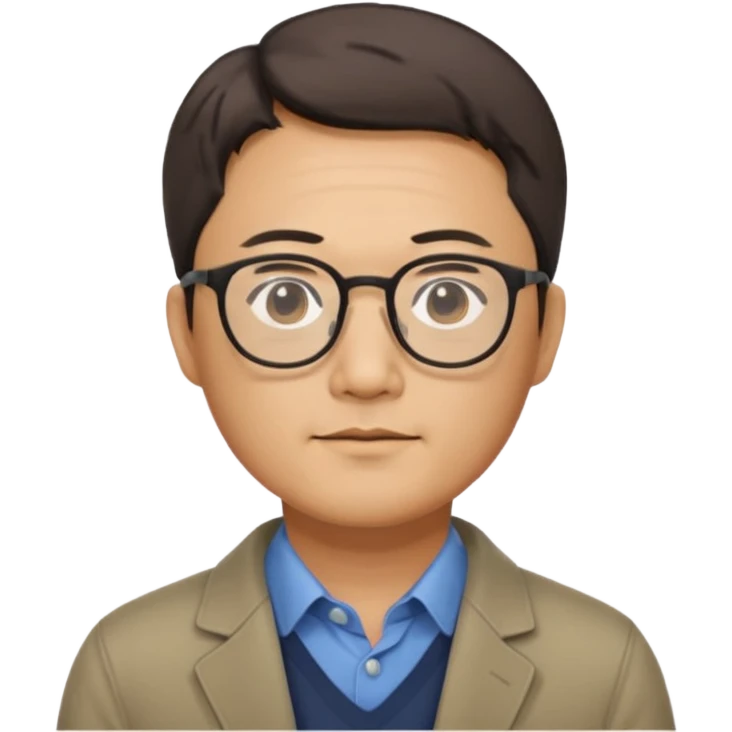 안경을 낀 40대 표준 체격의 한국인 남성, 머리가 짧음 emoji