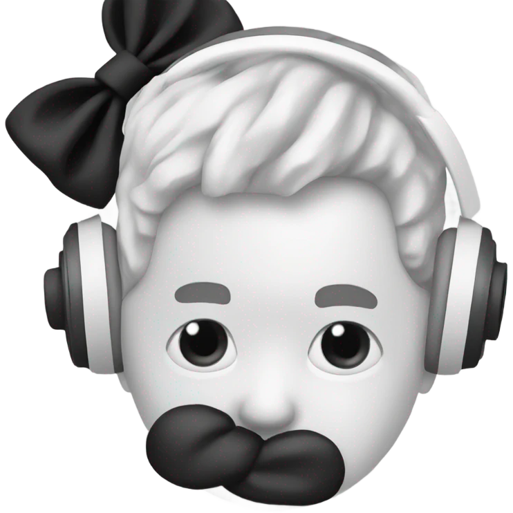White earphones decorated with black bow emoji