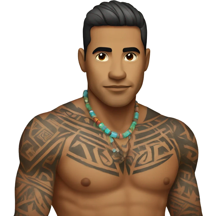 Hawaiian Polynesian male with tribal tattoo sleeve  emoji