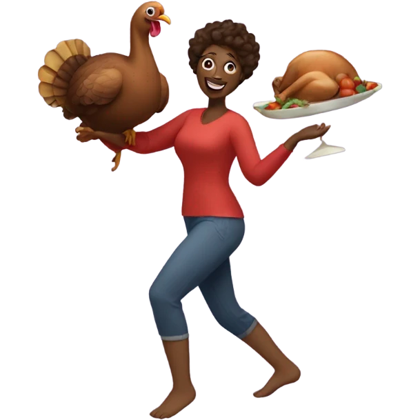Mom dancing with a turkey emoji