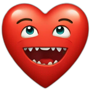 Red heart with long sharp teeth  emoji
