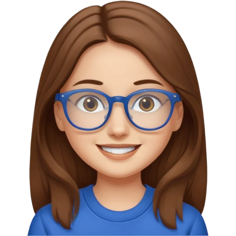 long hair girl with eyeglasses and blue outfit emoji