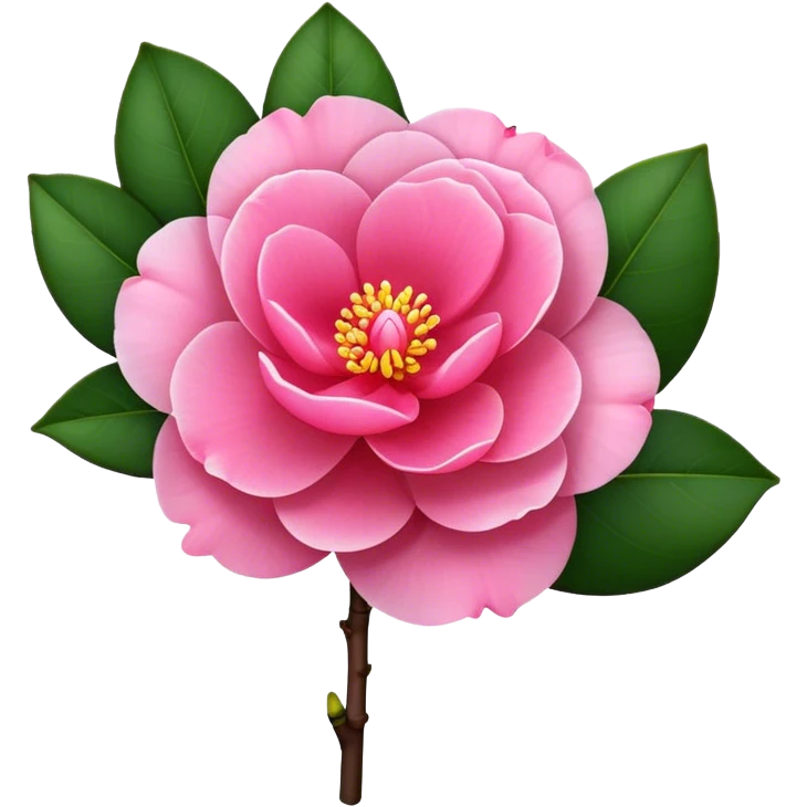 single pink Camelia japonica, straight stem emoji