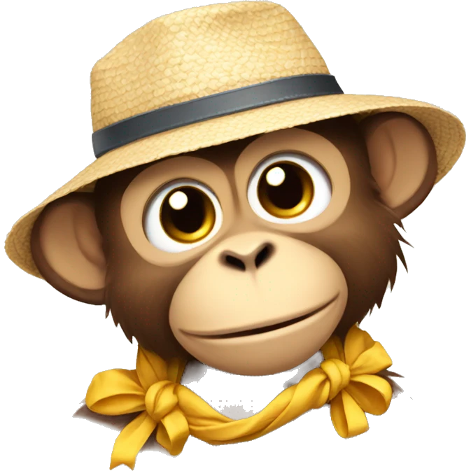 monkey with cute sun hat emoji
