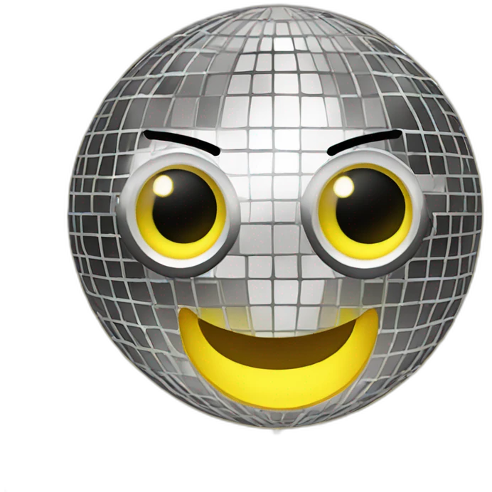 Disco ball with shining yellow sparkle left eye emoji