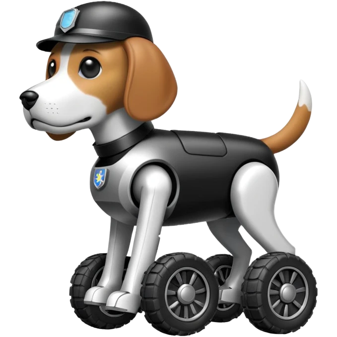Stylish Military police robotic beagle dog with off-road wheels  emoji