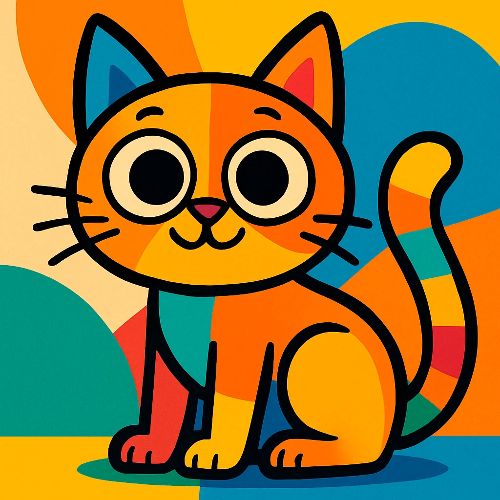 colorful cartoon cat with big eyes emoji