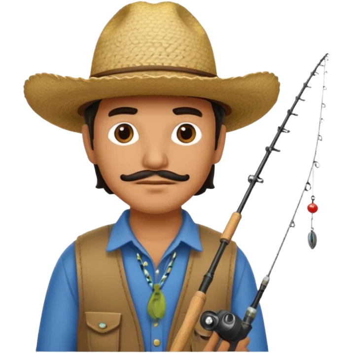 Mexican with cowboy hat, fishing  emoji