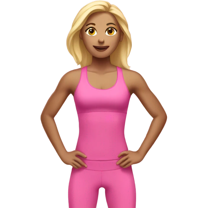 blonde woman working out in pink emoji