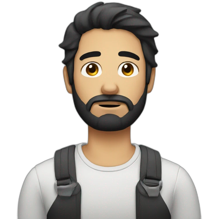 tired man with beard and black hair emoji