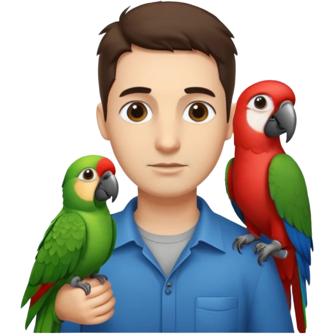 Walker + parrot on shoulder, Pet Walkers. emoji